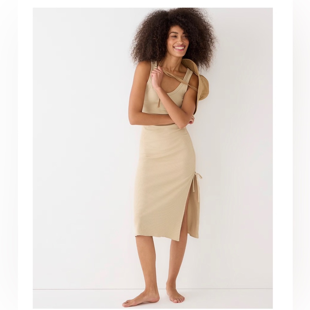 NWT J.Crew Ruched midi dress in vintage rib